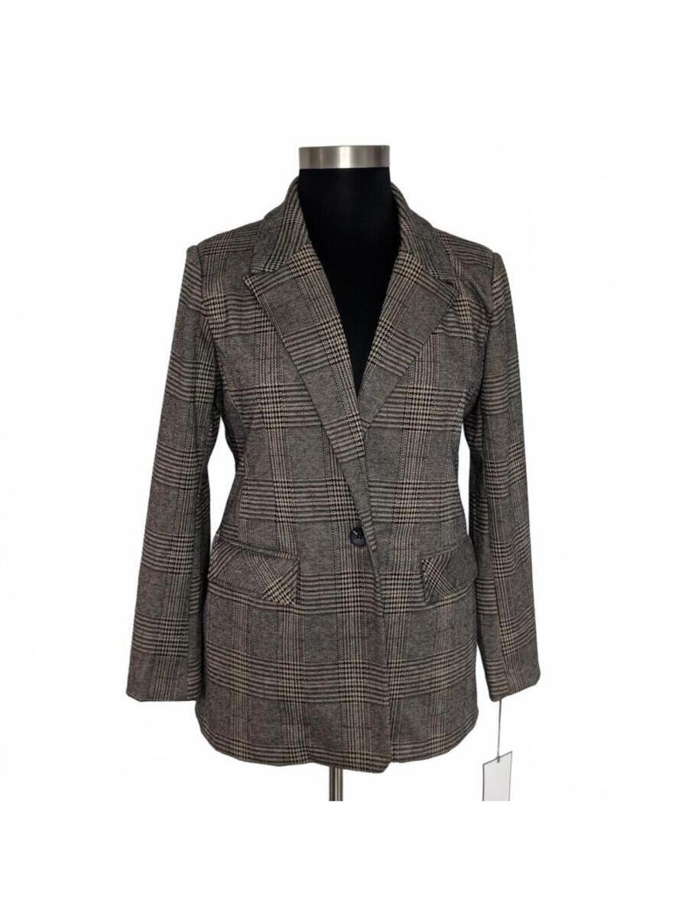 Bagatelle XL Glen Plaid Blazer Jacket Career Office Academia Retro 70s Librarian